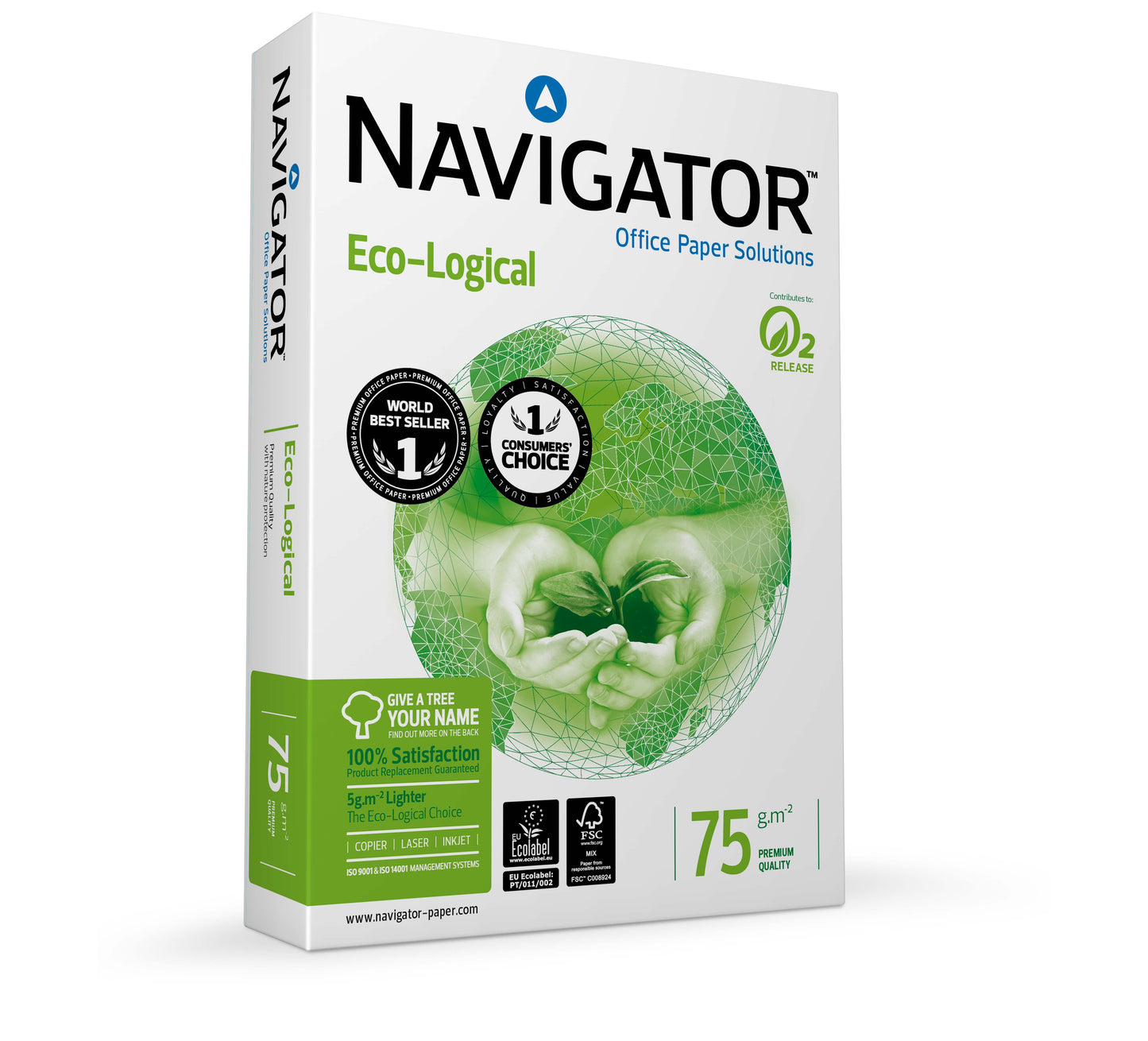 Office paper NAVIGATOR ECO-LOGICAL, A4, 75 g/m2, 500 sheets