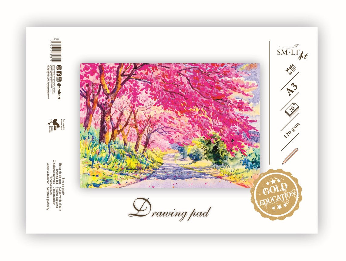 Piešimo sąsiuvinis SMLT,  A3, 20 lapų, 120 g/m²