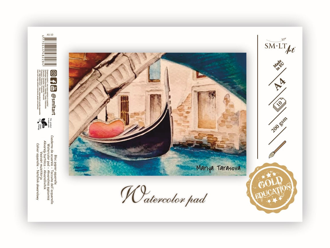 Sąsiuvinis akvarelei SMLT, A4, 10 lapų, 200 g/m²