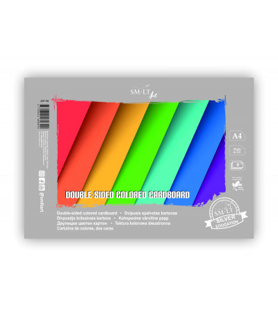 Double-sided colored cardboard SMLT, A4, 8 sheets, 190 g/m²