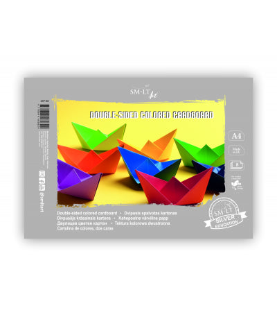 Double-sided colored cardboard SMLT, A4, 8 sheets, 190 g/m²