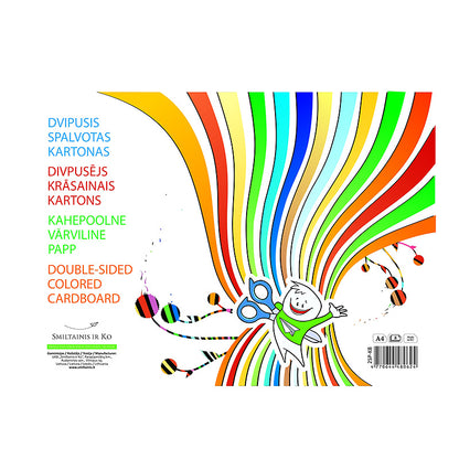 Double-sided colored cardboard SMLT, A4, 8 sheets, 190 g/m²