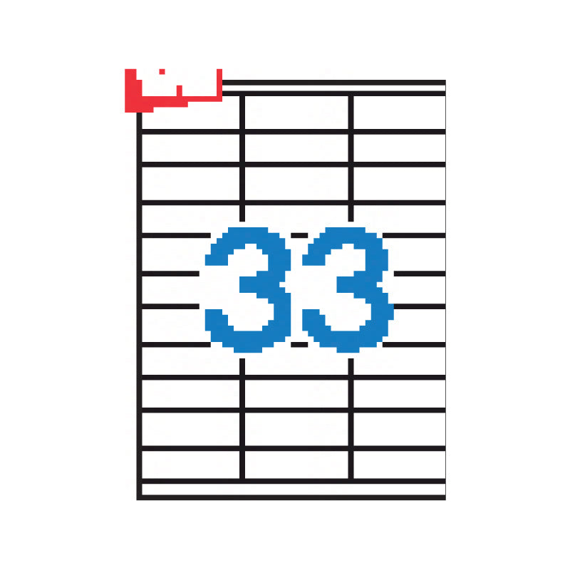 Lipnios etiketės APLI, 70 x 25,4 mm, A4, 33 lipdukai lape, 100 lapų, balta