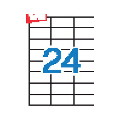 Lipnios etiketės APLI, 70 x 37 mm, A4, perdirbti, 24 lipdukai lape, 100 lapų, balta