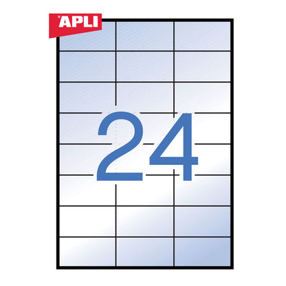 Lipnios etiketės APLI, 70 x 37 mm, A4, 24 lipdukai lape, 20 lapų, matiniai