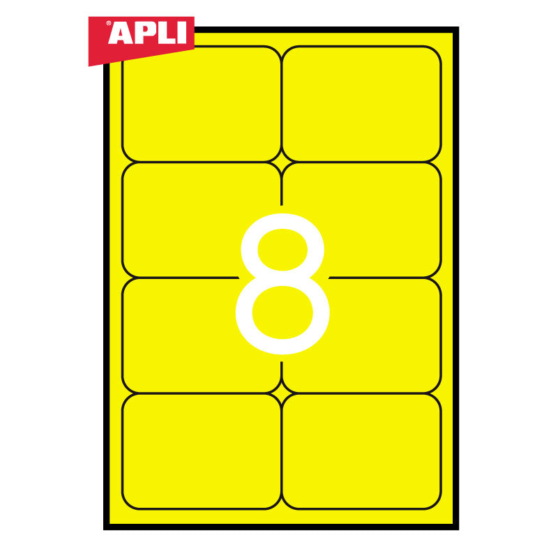 Lipnios etiketės APLI, 99,1 x 67,7 mm, A4, 8 lipdukai lape, 20 lapų