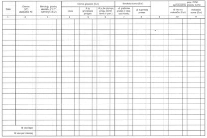 Kasos operacijų žurnalas, horizontalus, A4