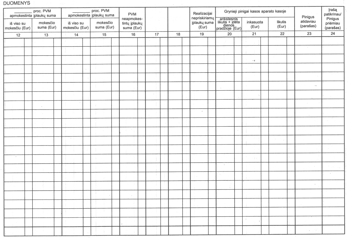 Kasos operacijų žurnalas, horizontalus, A4
