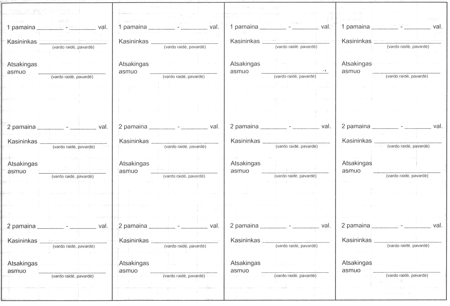 Kasos operacijų žurnalas, horizontalus, A4