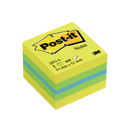 Lipnių lapelių kubas Post-it Mini Lemon, 51 x 51 mm, 400 lapelių, įvairios spalvos