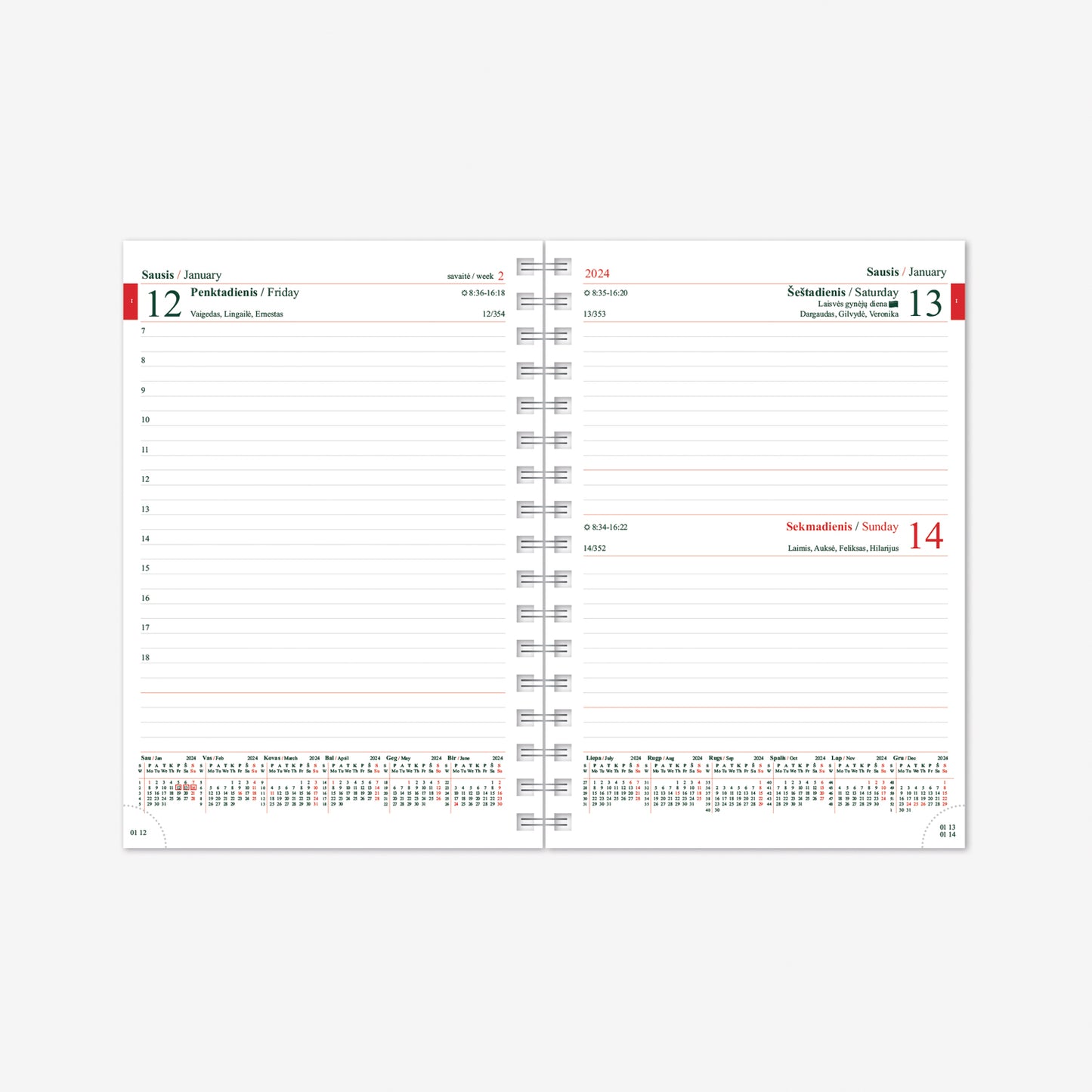 Kalendorius MANAGER Spirex Day 2026, A5, PU, juoda