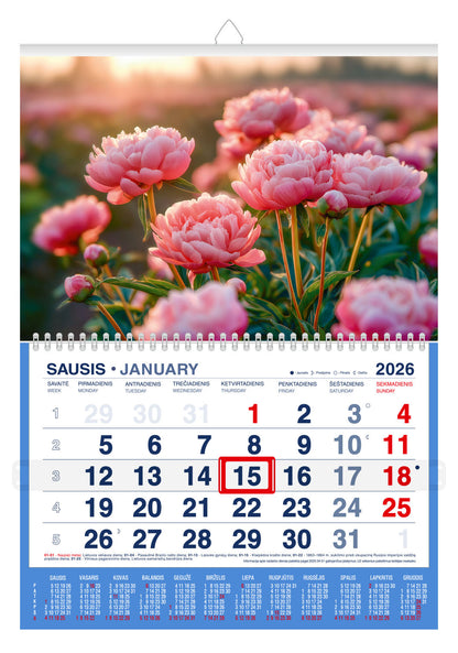 Pakabinamas kalendorius ŽIEDŲ MUZIKA 2026, 1 dalis