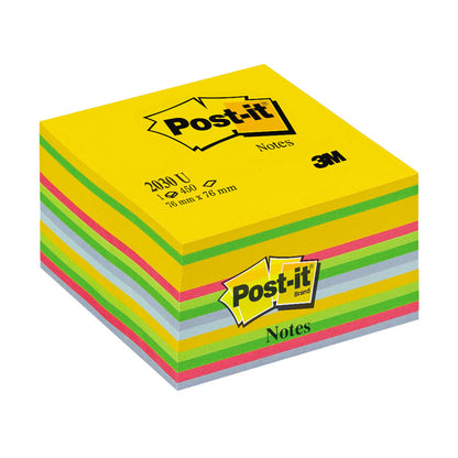 Post-it Ultra cube sticky notes, 76 x 76 mm, 450 sheets, assorted colors