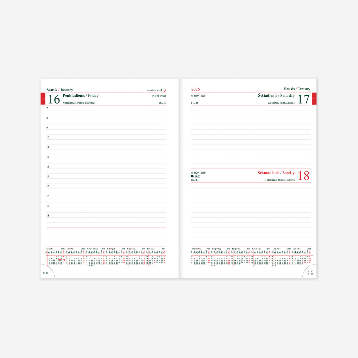 Calendar MANAGER Day 2026, A5, PU, ​​dark green