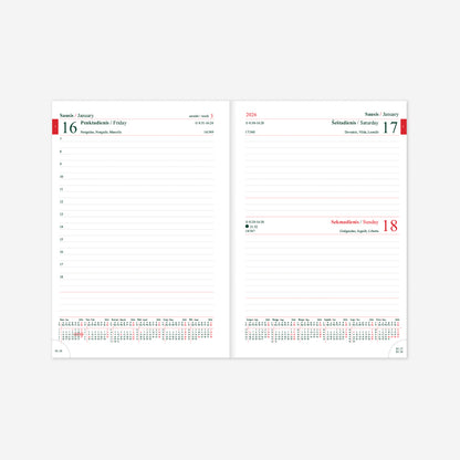 Calendar MANAGER Day 2026, A5, PU, ​​dark green