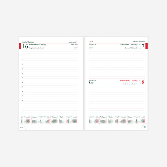 Calendar MANAGER Day 2026, A5, PU, ​​dark green