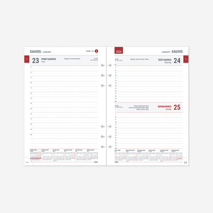 Kalendorius MAXI organizer 2026 A5, oda, juoda