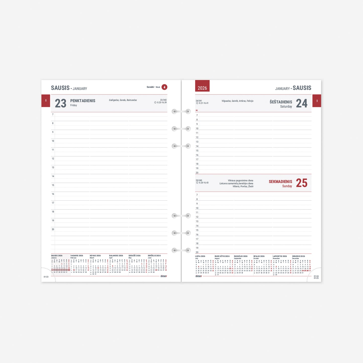 Kalendorius MAXI organizer 2026 A5, oda