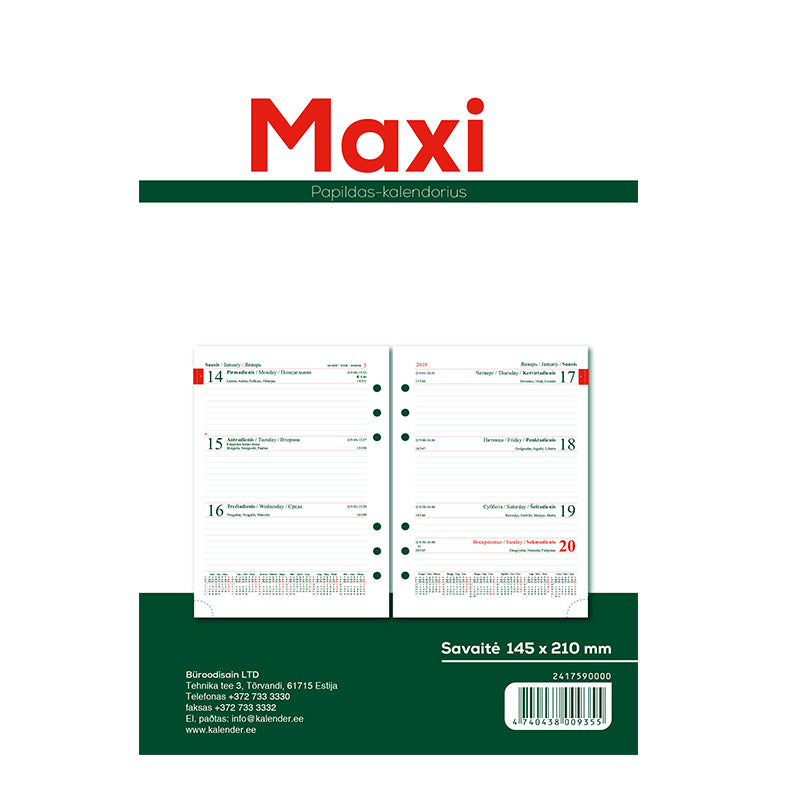 Kalendorius MAXI organizer 2026 A5, oda