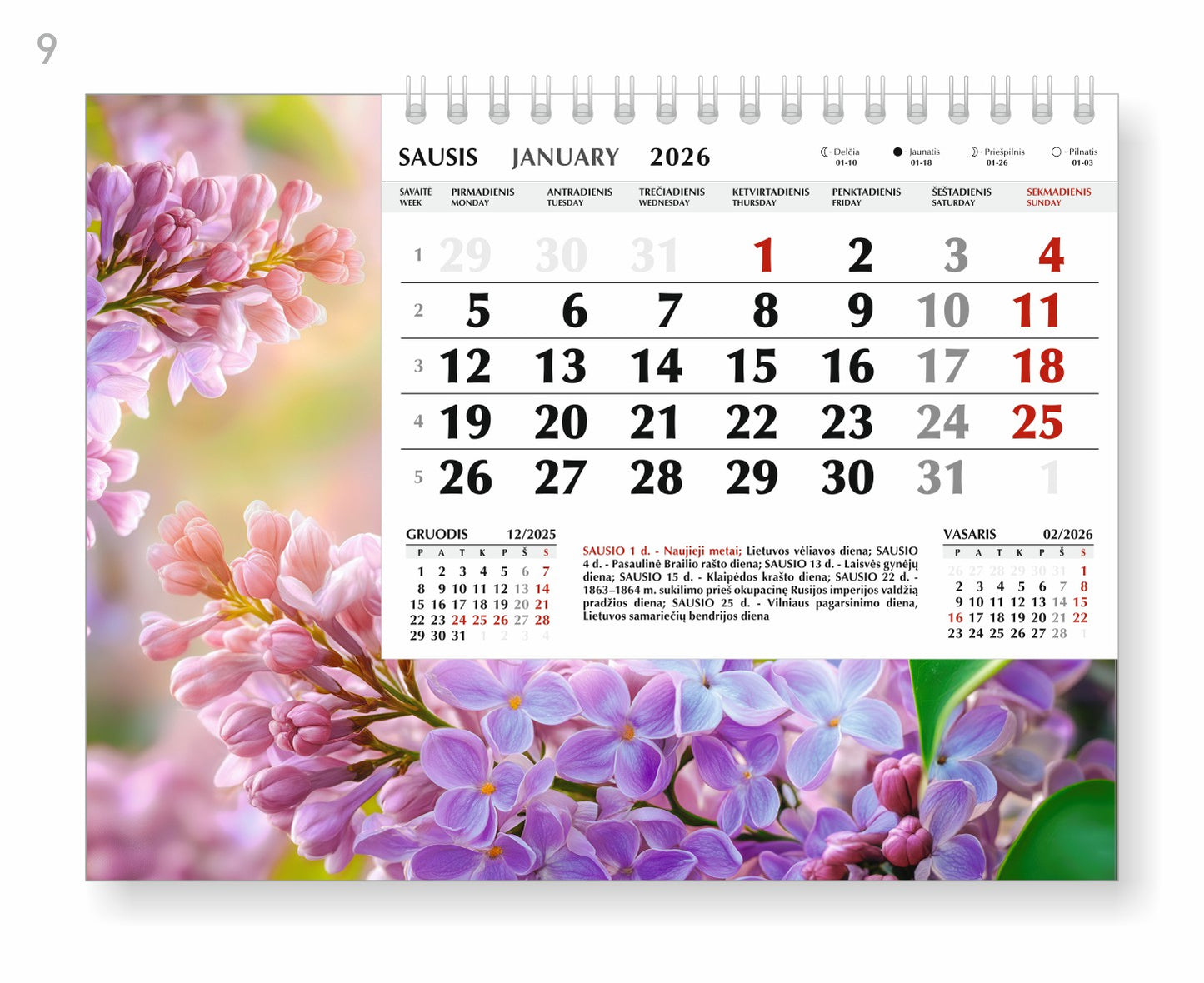 Trikampis stalo kalendorius SNIEGYNĖ, 2026