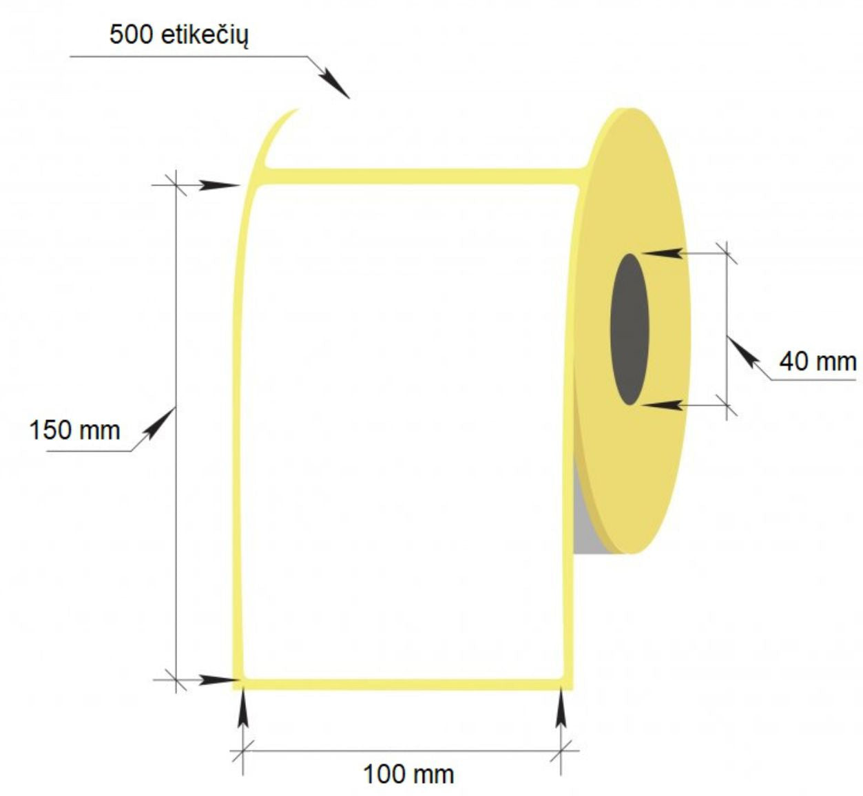 Lipnios etiketės, 100 x 150/40 mm, 500 vnt., Thermal Eco, baltos sp.