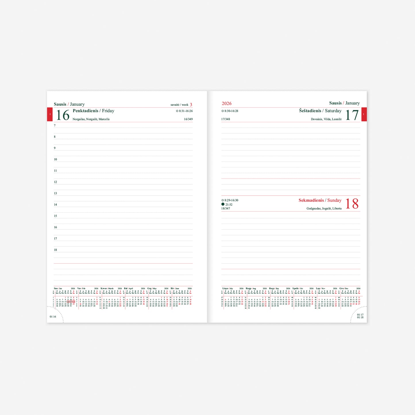 Calendar MANAGER Day 2026, A5, PU, ​​pinkish gray