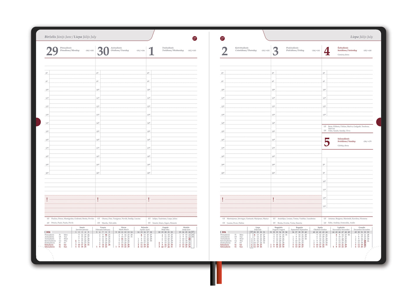 Calendar EXTRA SHINE, 2026, PU, ​​A4, black (Baltic)