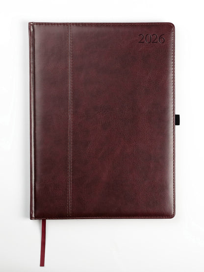 Kalendorius AMBASSADOR BLACK EDITION 2026, PU, A4, tamsiai ruda (Baltic)