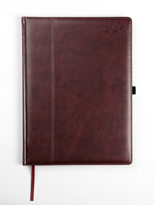 Kalendorius AMBASSADOR BLACK EDITION 2026, PU, A4, tamsiai ruda (Baltic)