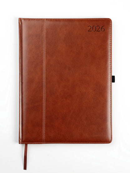 Kalendorius AMBASSADOR BLACK EDITION 2026, PU, A4, ruda (Baltic)