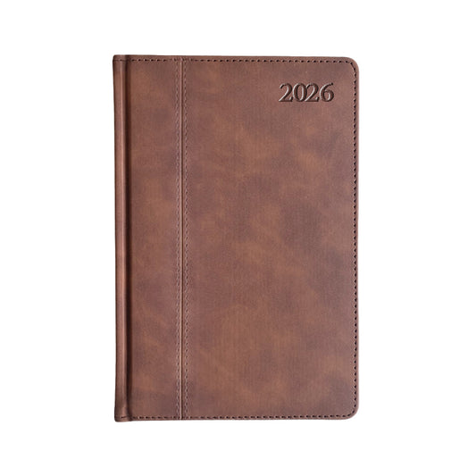 Kalendorius PREMIER PLUS  2026, PU, A5, tamsiai ruda