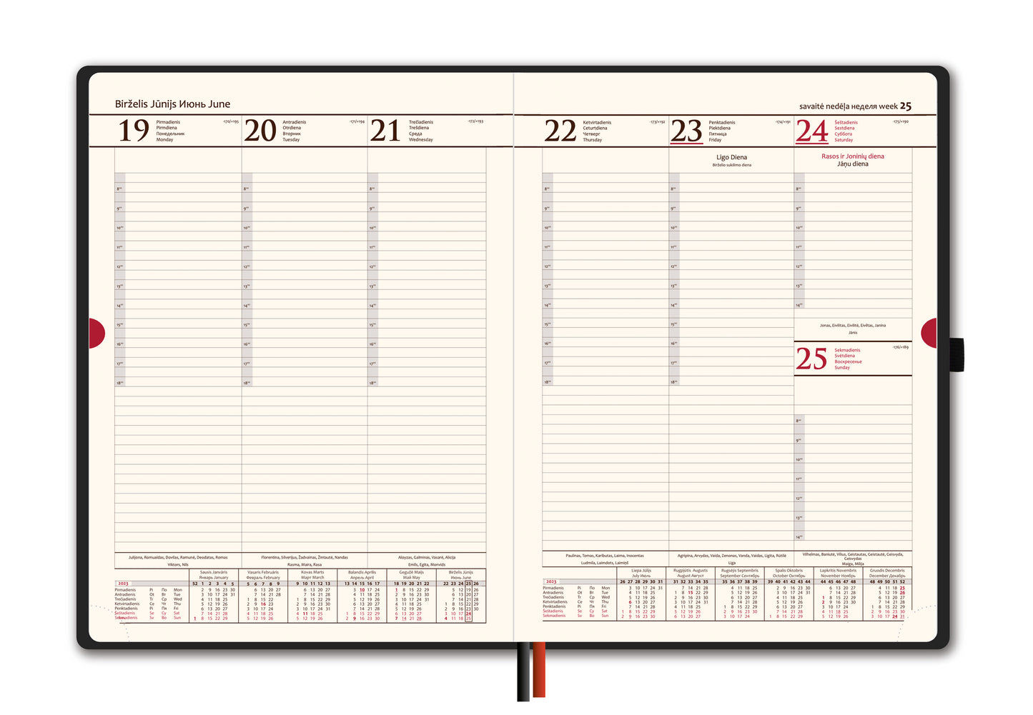 Kalendorius AMBASSADOR BLACK EDITION, 2026, PU, A5, tamsiai ruda