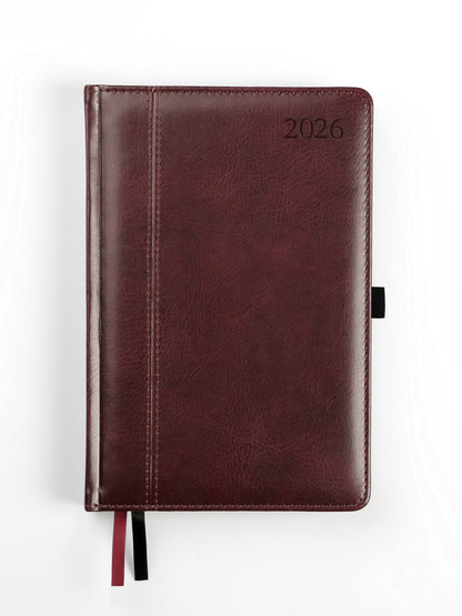 Kalendorius AMBASSADOR BLACK EDITION, 2026, PU, A5, tamsiai ruda