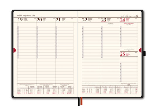 Kalendorius AMBASSADOR BLACK EDITION, 2026, PU, A5, raudona