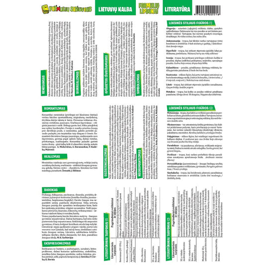 Lietuvių kalbos formulių lipdukai, literatūra