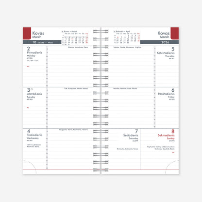 Kalendorius MIDI FLEX Spirex 2026, 100 x 170 mm, PU, juoda
