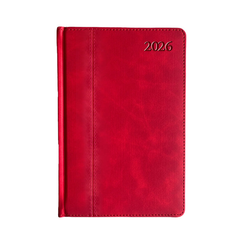 Kalendorius PREMIER PLUS 2026, PU, A5, raudona