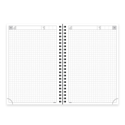 Kalendorius - užrašinė TIMER, su spirale, A5, be datų, 224 lapai, langeliais, kartoniniu viršeliu, šviesiai žalia sp.