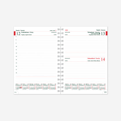 Kalendorius MANAGER Spirex Day 2026, A5, PU FLEX, šviesiai pilkos sp.