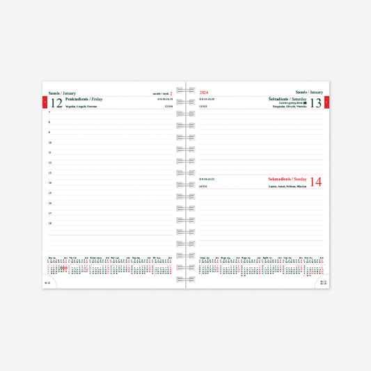 Kalendorius MANAGER Spirex Day 2026, A5, PU FLEX, šviesiai pilkos sp.