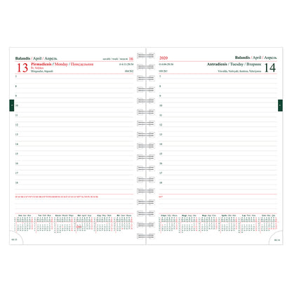 Kalendorius MANAGER Spirex Day 2026, A5, PU FLEX, šviesiai pilkos sp.