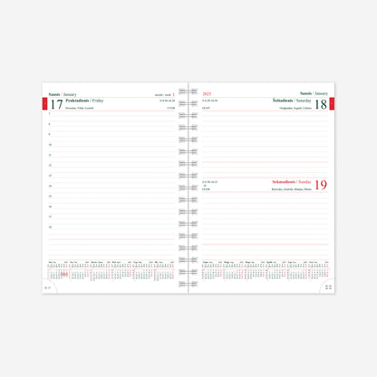 Kalendorius MANAGER Spirex Day 2026, A5, PU FLEX, šviesiai pilkos sp.