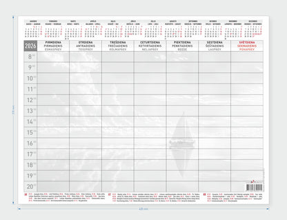 Desk calendar 2026, A3+, 53 sheets, weekly (Baltic)