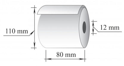 Terminė kasos juosta, 80 mm x 110 m/12 mm, 55g., 2 vnt/pak