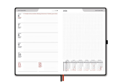 Kalendorius BALTIC WEEK, 2026, PU, A5, juoda (Baltic)