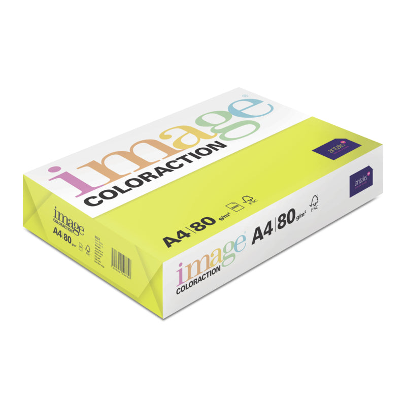 Spalvotas popierius IMAGE COLORACTION, A4, 80 gsm, 500 lapų, IBIZA / NEON YELLOW