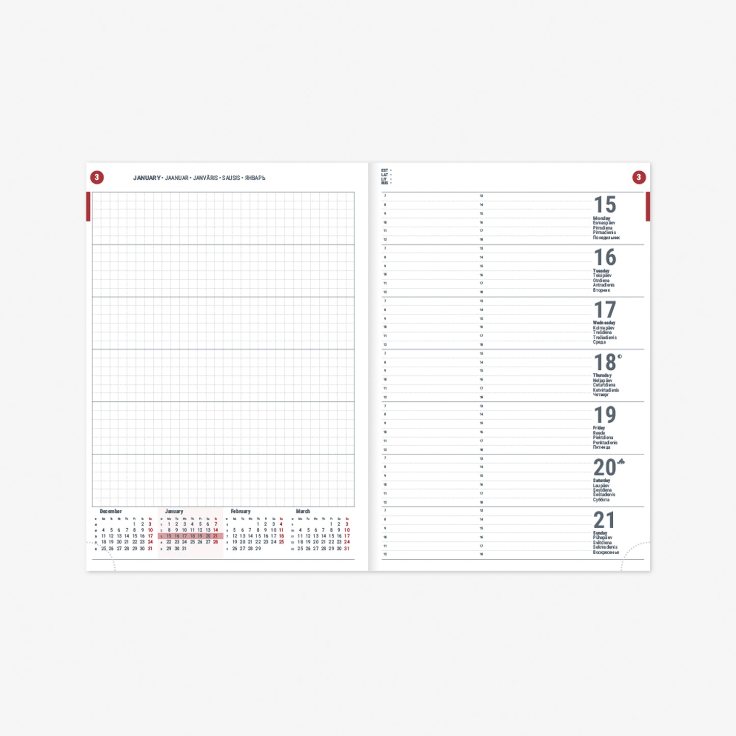 Kalendorius Unika Week 2026, A5, PVC tamsiai mėlyna
