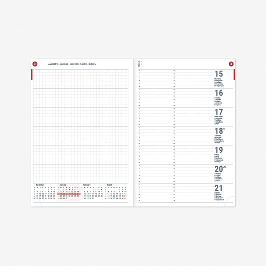 Kalendorius Unika Week 2026, A5, PVC tamsiai mėlyna