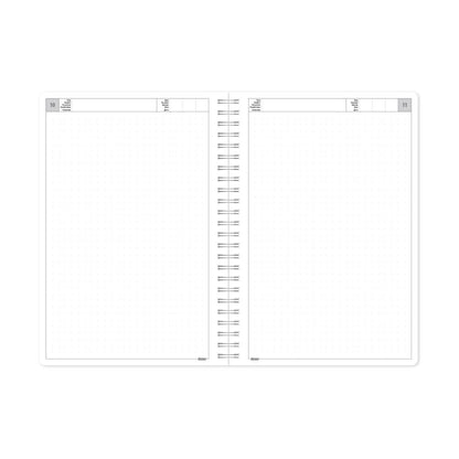 Kalendorius - užrašinė TIMER, su spirale, A5, be datų, 224 lapai, taškeliais, kartoniniu viršeliu, rožinė