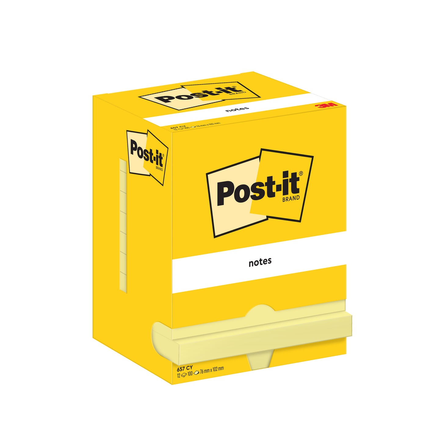 Lipnūs lapeliai Post-it, 76x102mm, pakuotėje 12 blokelių po 100 lapelių, geltona